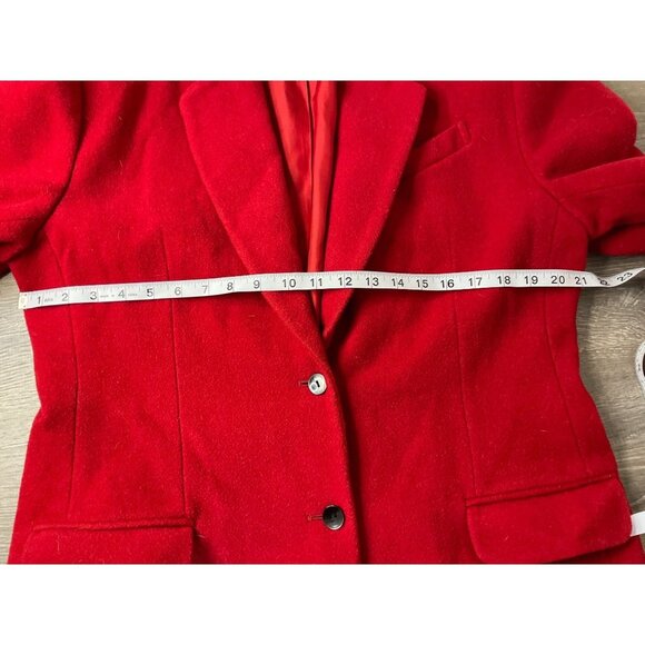 Vintage 90s Gap Red Two Button Wool Blend Blazer Sz L - Picture 5 of 8